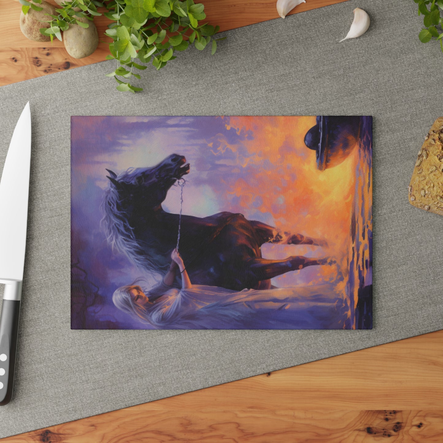 Horse Cutting Board glass charcuterie cheese board serving board witch witchcraft fantasy fairy wizard dungeons and dragons mystic wicca