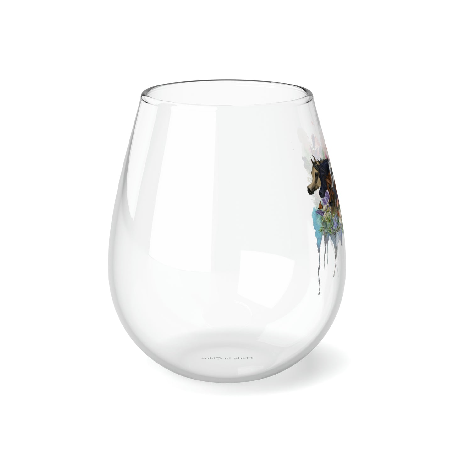 Arabian Wine Glass, stemless 11.75oz gift for trainer, friend, mom, aunt, daughter, equestrian, horse girl vibes, horse wine glass, fine art