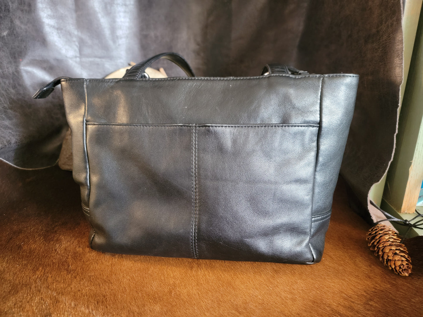 Black Leather Arabian Horse Designer Handbag