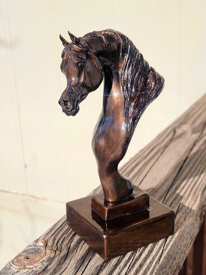 Custom Hand-Painted Arabian Horse Bust Sculpture – Made to Order