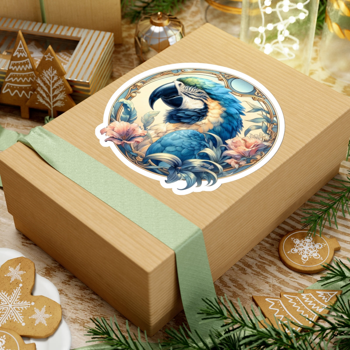 Blue Gold Macaw Sticker Kiss-Cut Sticker Single Sticker Bird Wildlife Tropical bird parrot painting parrot art wild rain forest Bird lover