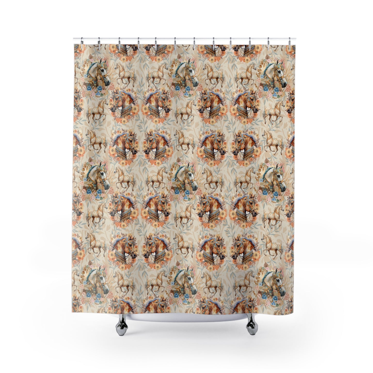 Horse Shower Curtain Egyptian motif Arabian horse farm house equestrian decor horse girl boho eclectic house decor bathroom decor