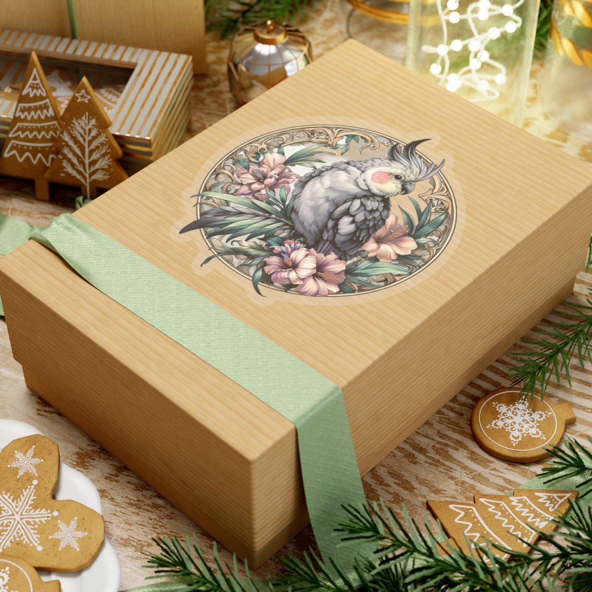 Grey Cockatiel Sticker Kiss-Cut Sticker Single Sticker Bird Wildlife Tropical bird parrot painting parrot art wild rain forest Bird lover