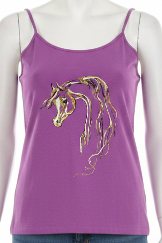 Fuschia hand painted Arabian horse Tank top