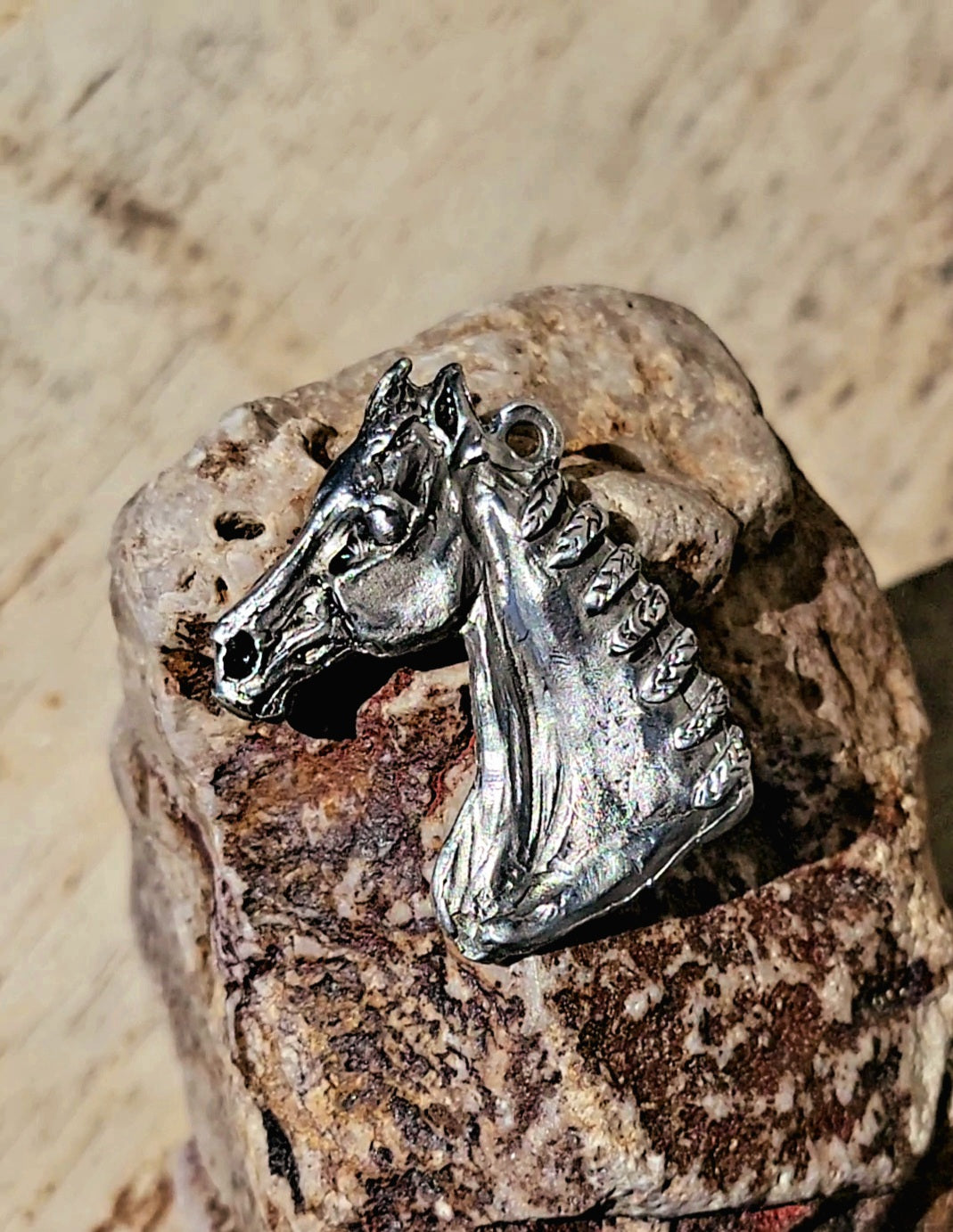 Pewter Hunter English Horse Pendant