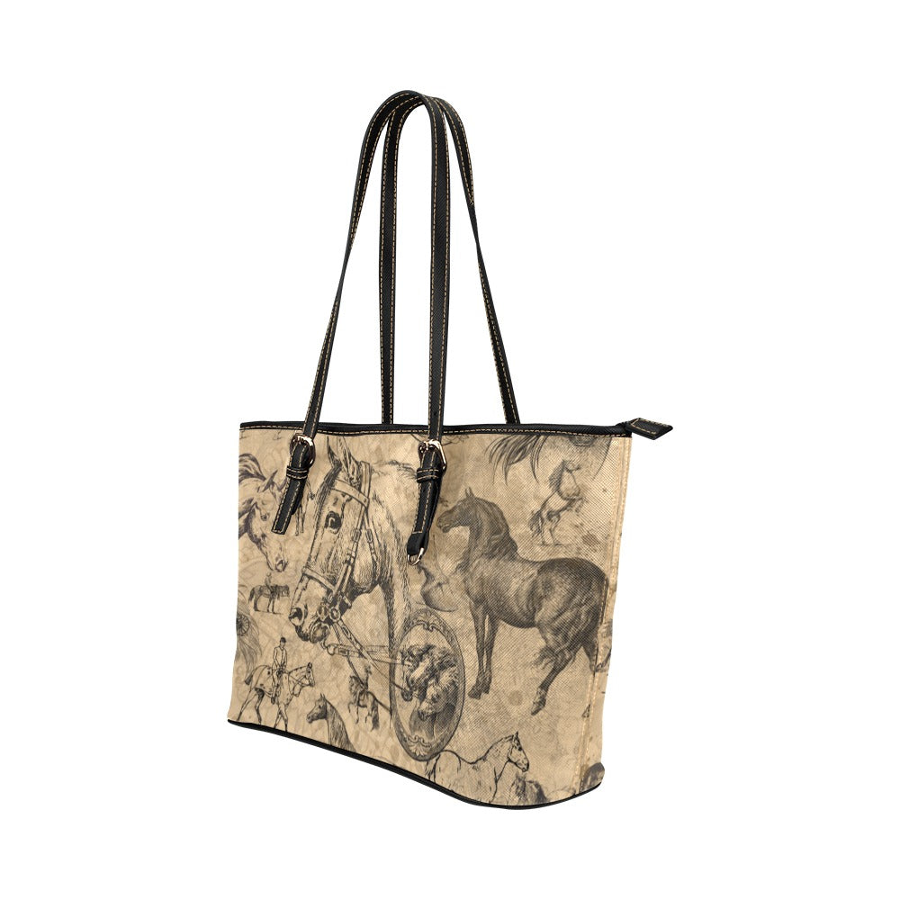 Vintage horse handbag Leather Tote Bag Smaller Tote Shoulder Bag