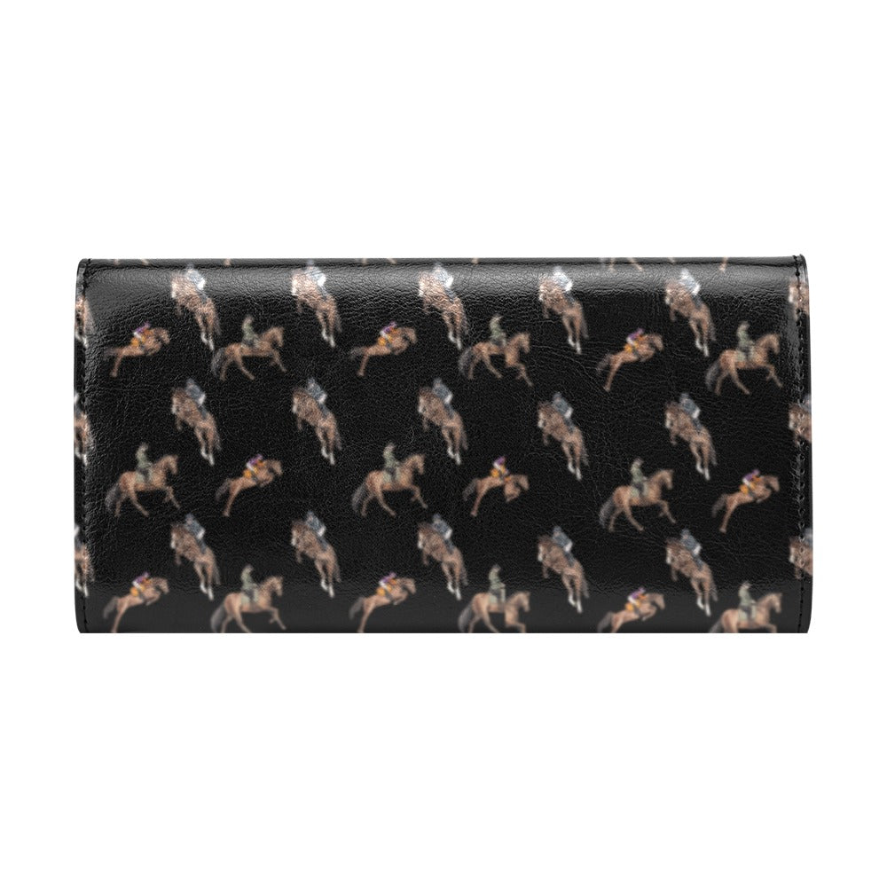 Sport Horse Wallet Black Women's Flap Wallet(Model1707)