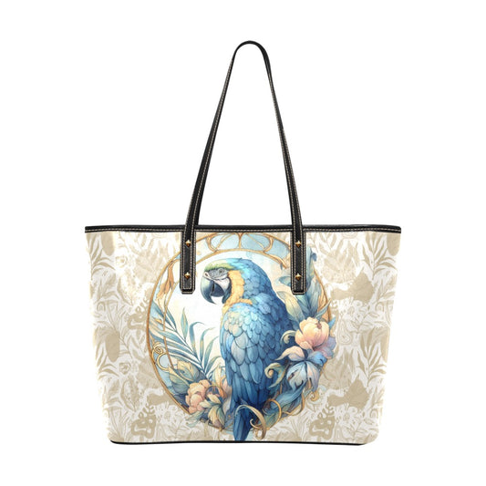 Beautiful Blue and Gold Macaw Hand Bag Tote Shoulder Bag Chic Leather Tote Bag