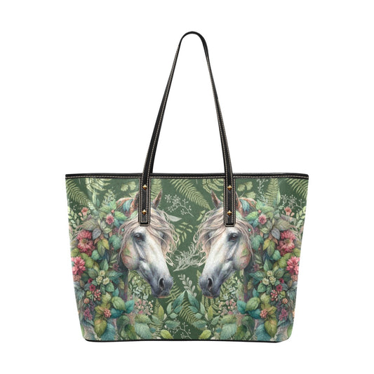 Beautiful Floral Baroque Horse Handbag Shoulder Bag Tote Chic Leather Tote Bag
