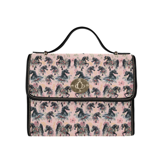 Black Arabian Horse Spring Canvas Handbag multiple color choices