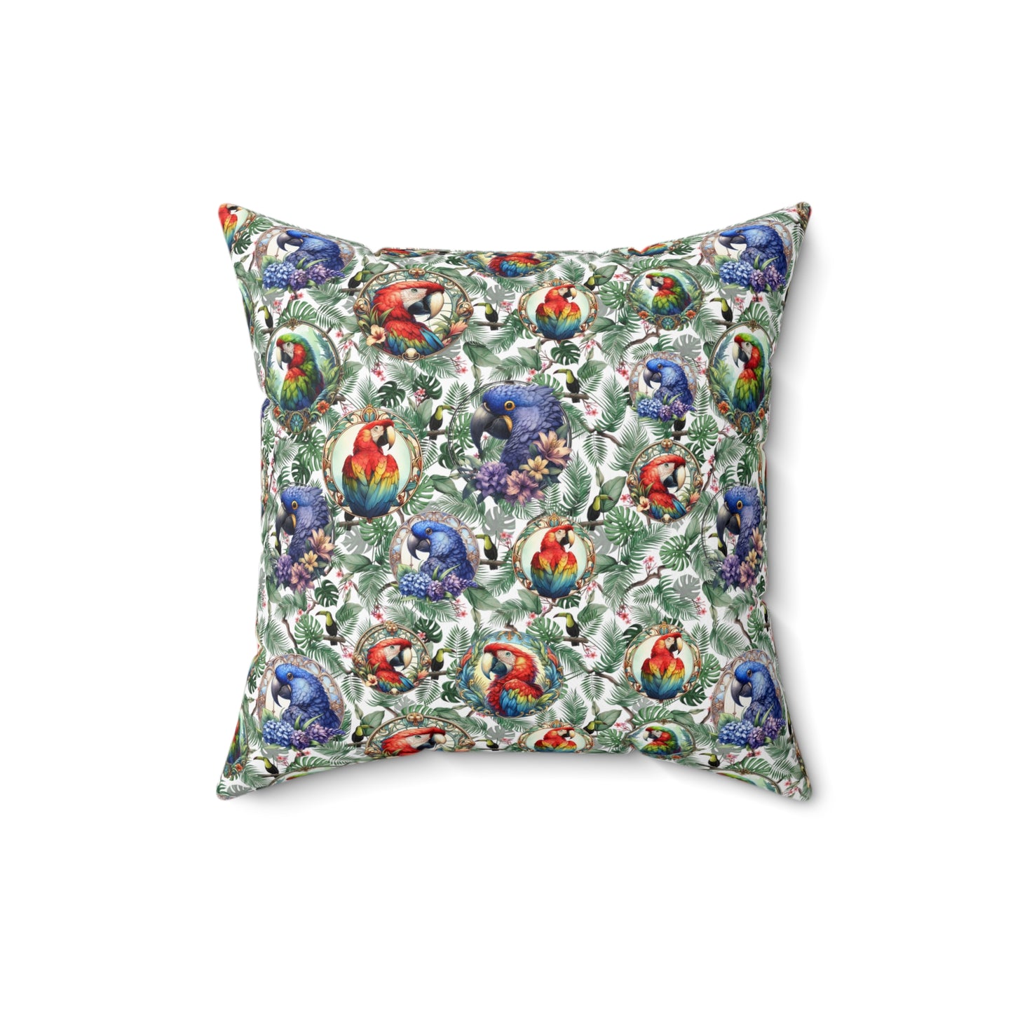 Beautiful Macaw Parrot Spun Polyester Square Throw Pillow