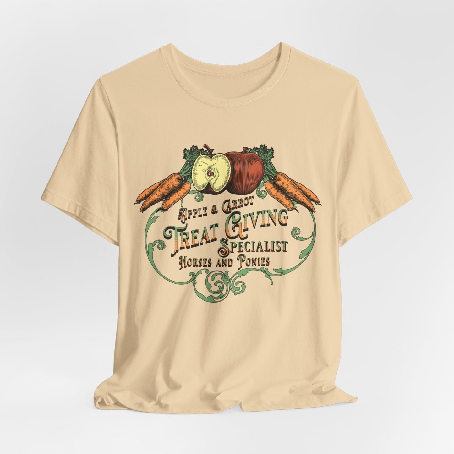 Apple and Carrot Treat Giving Specialist, cute Equestrian Tee
