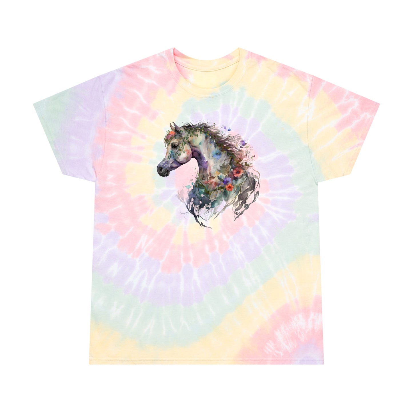 Arabian Horse Tie-Dye Tee, Spiral, floral design T-shirt