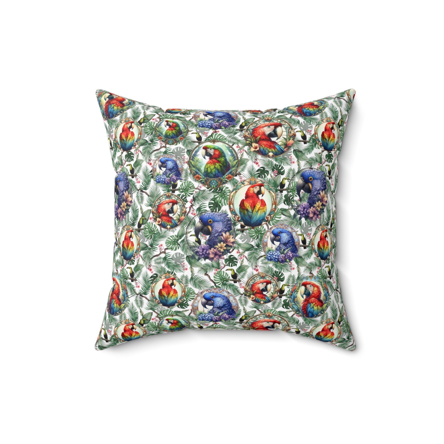 Beautiful Macaw Parrot Spun Polyester Square Throw Pillow