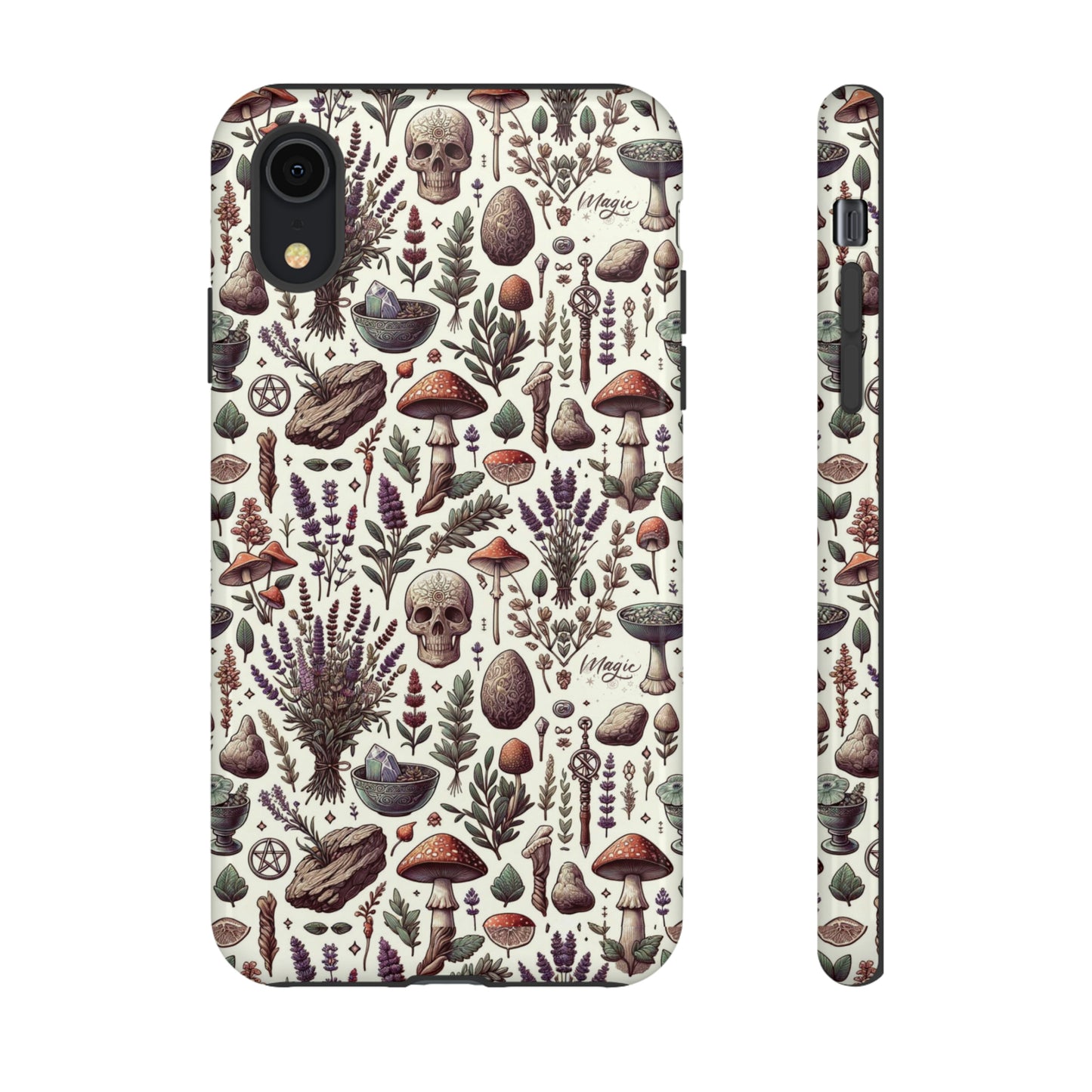 Witchcraft phone case Tough Cases iPhone 15, 14, 13, cell phone case custom phone case metaphysical herbs lavender wild mushrooms goblincore