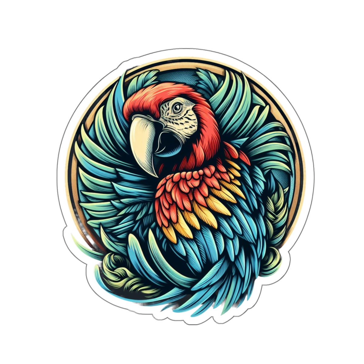 scarlet Macaw Sticker Kiss-Cut Sticker Single Sticker Bird Wildlife Tropical bird parrot painting parrot art wild rain forest Bird lover