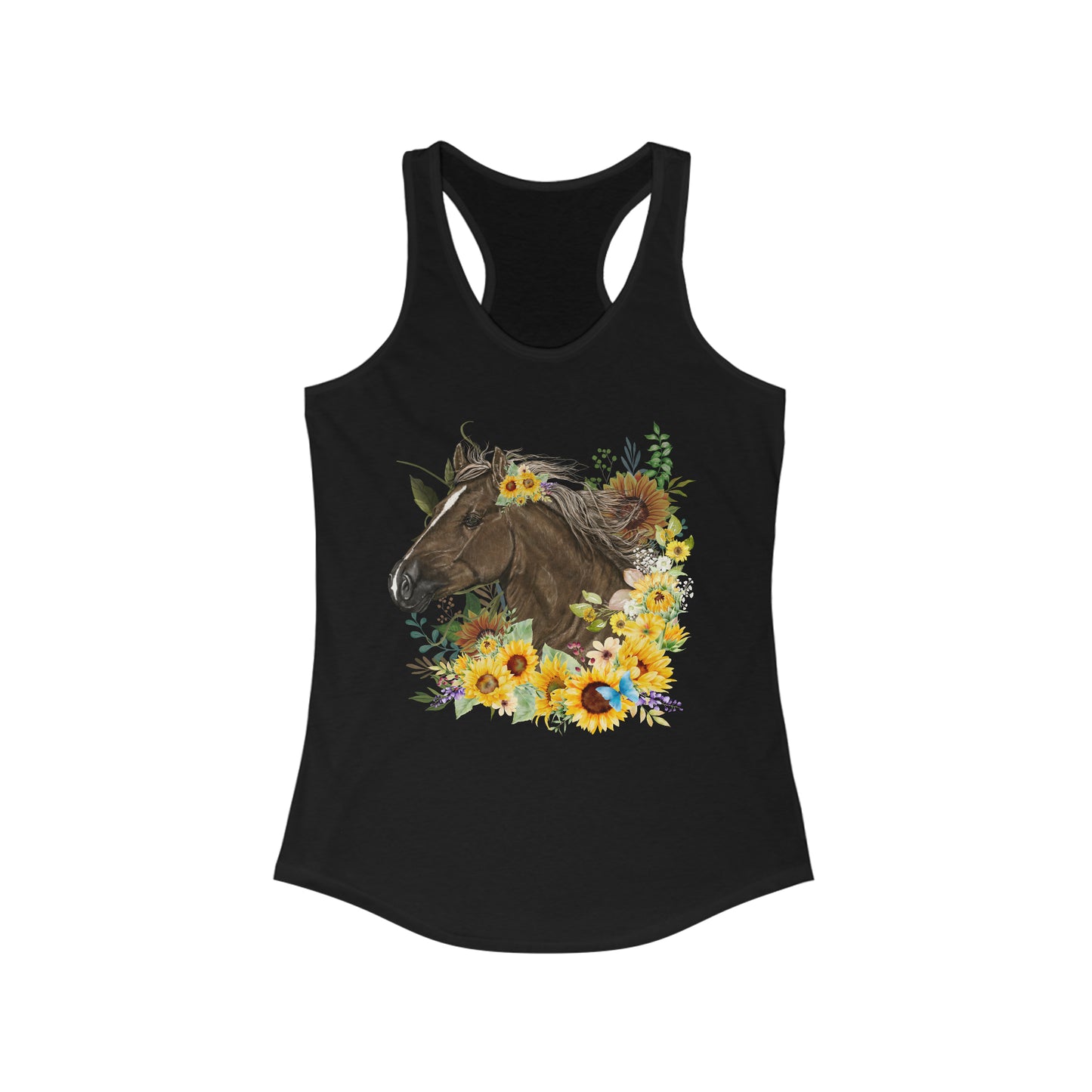 Horse and Sunflowers Tank Top with Vintage Flair | Ideal for Cowgirls and Country Girls