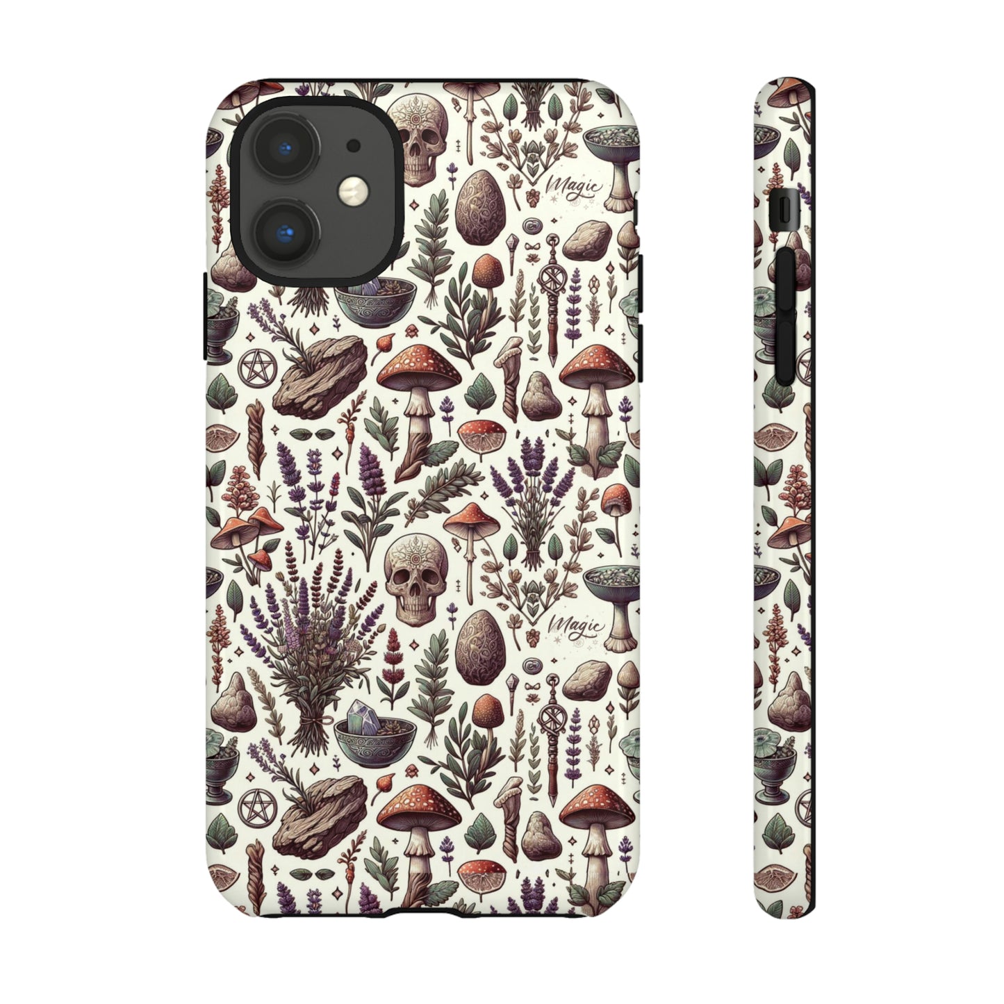 Witchcraft phone case Tough Cases iPhone 15, 14, 13, cell phone case custom phone case metaphysical herbs lavender wild mushrooms goblincore