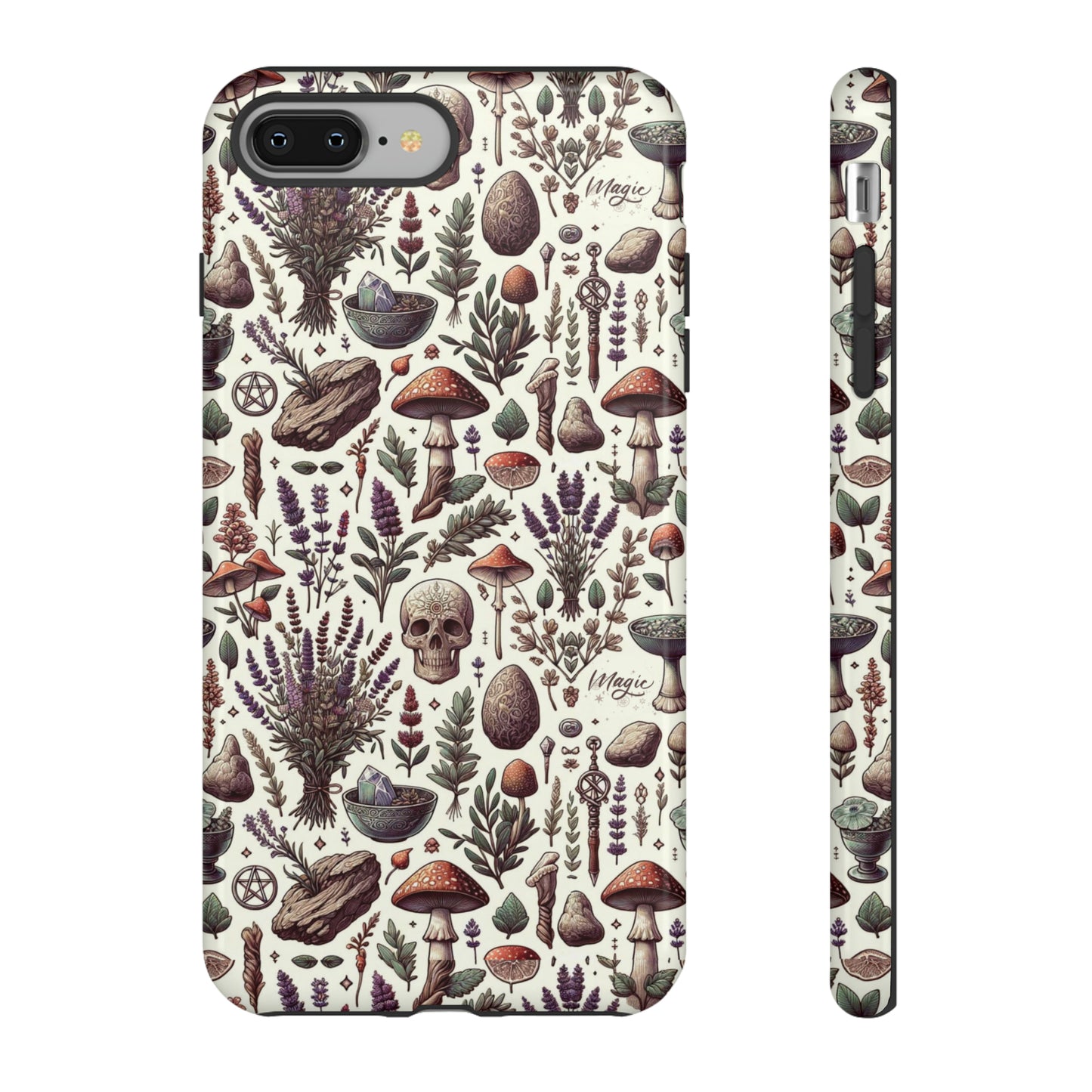 Witchcraft phone case Tough Cases iPhone 15, 14, 13, cell phone case custom phone case metaphysical herbs lavender wild mushrooms goblincore