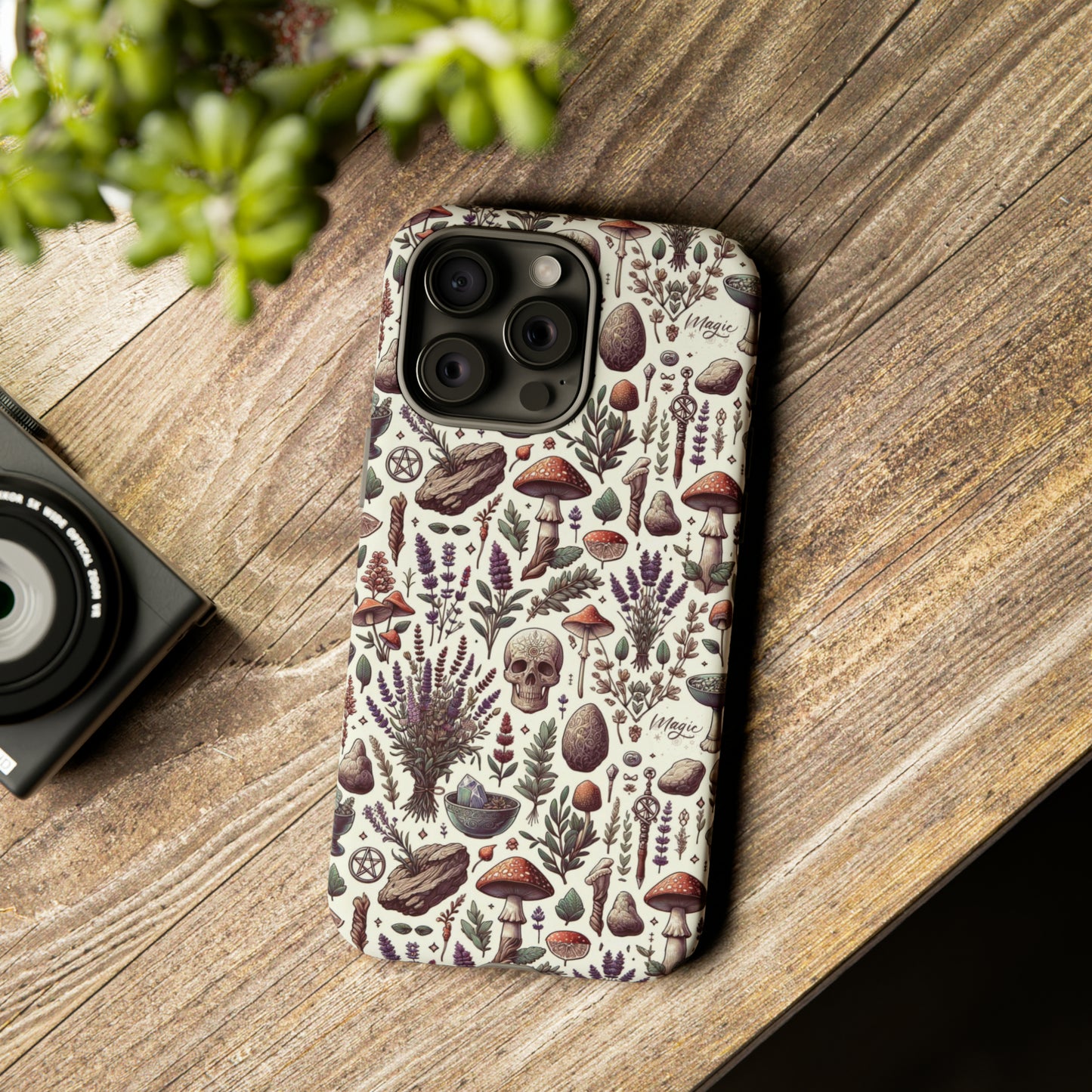 Witchcraft phone case Tough Cases iPhone 15, 14, 13, cell phone case custom phone case metaphysical herbs lavender wild mushrooms goblincore