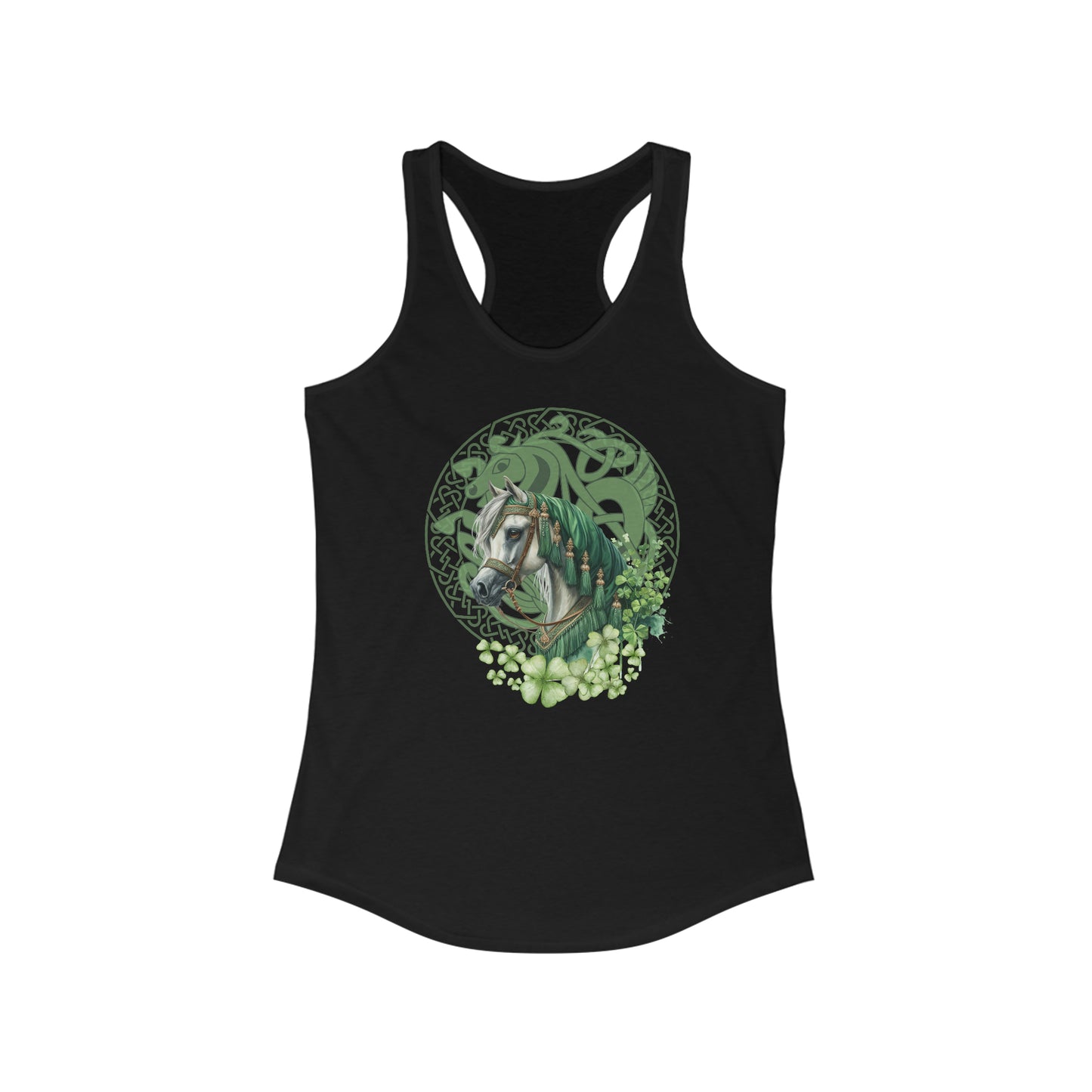 Saint Patricks Horse tank top dont get pinched luck of the Irish Celtic horse Fantasy Irish Wiccan Druid tank top women