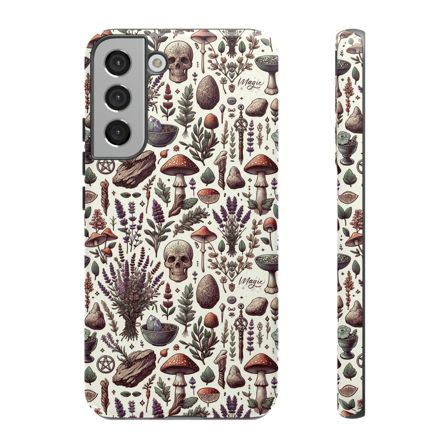 Witchcraft phone case Tough Cases iPhone 15, 14, 13, cell phone case custom phone case metaphysical herbs lavender wild mushrooms goblincore