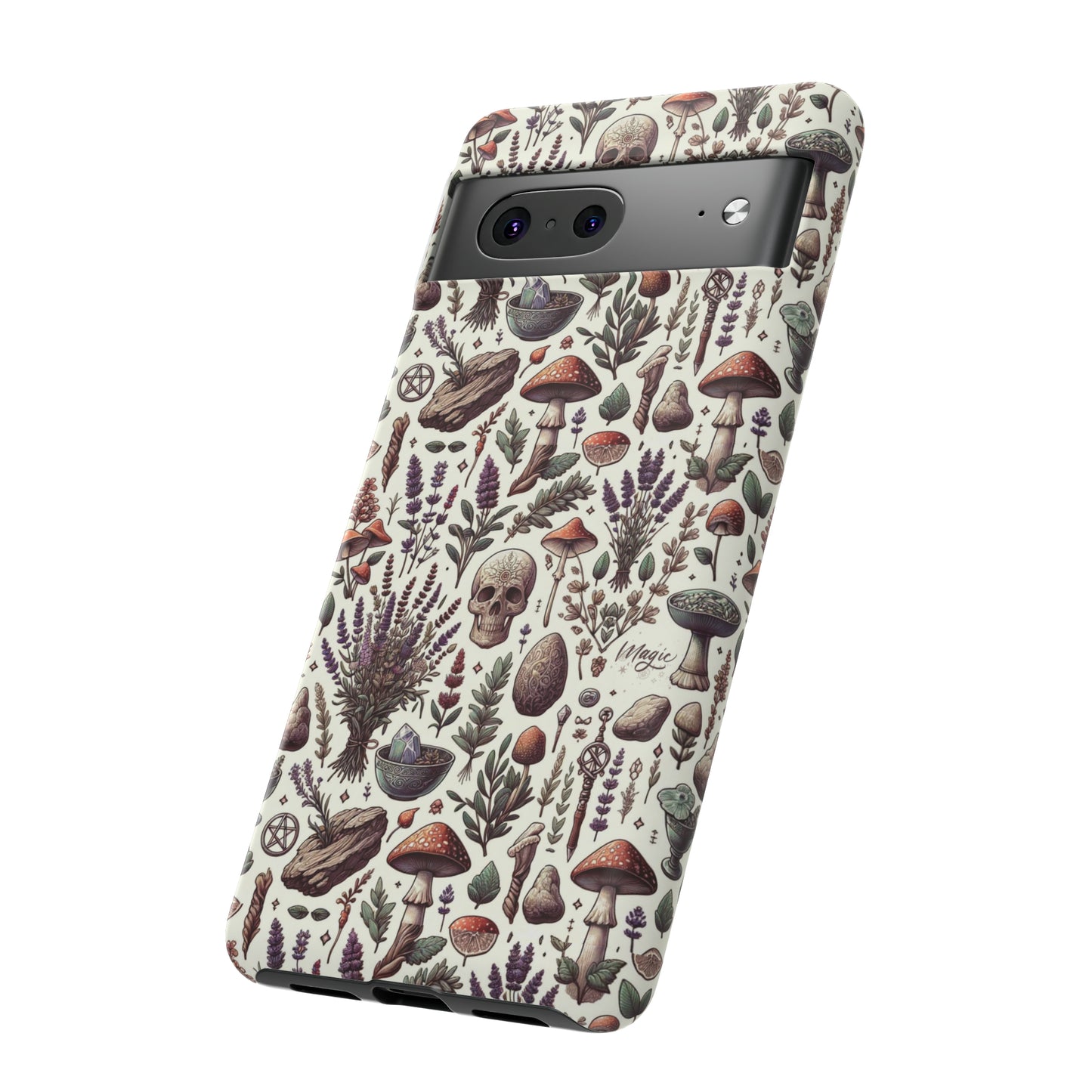 Witchcraft phone case Tough Cases iPhone 15, 14, 13, cell phone case custom phone case metaphysical herbs lavender wild mushrooms goblincore