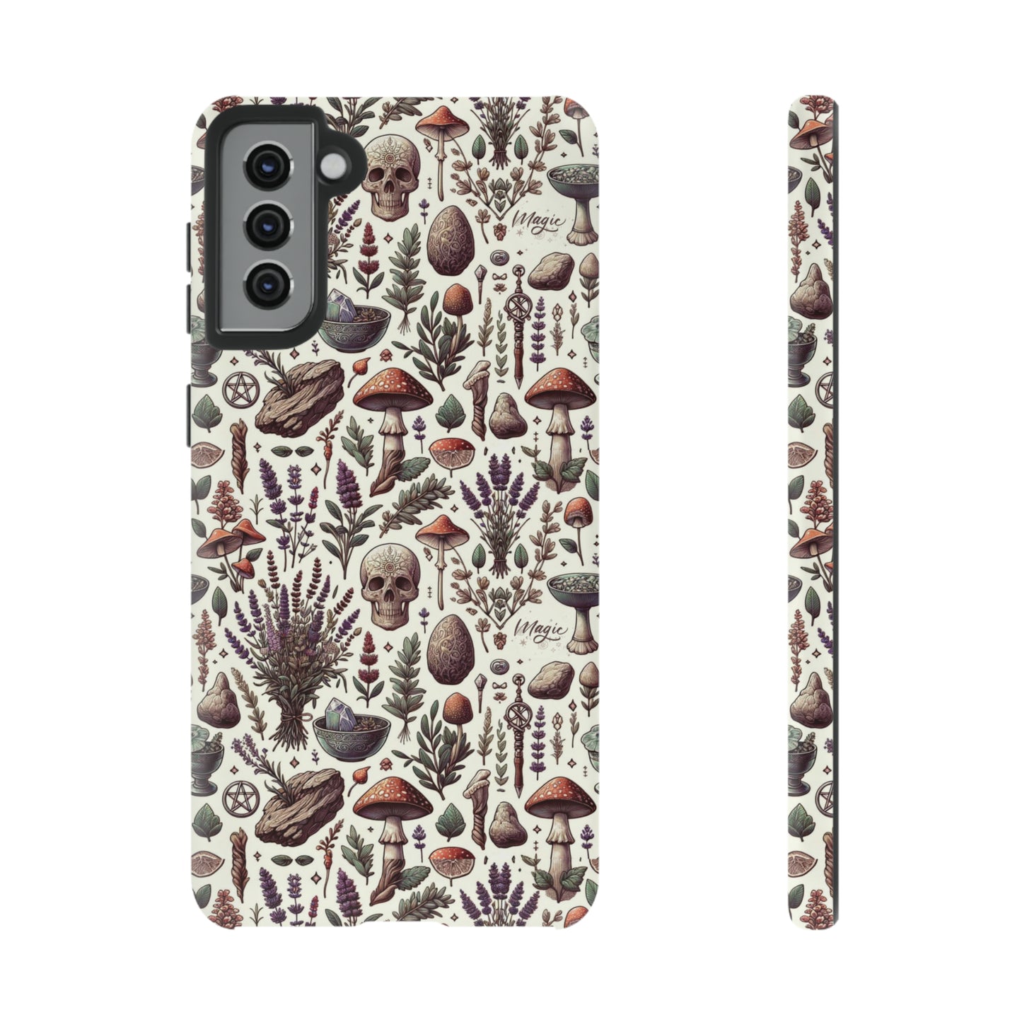 Witchcraft phone case Tough Cases iPhone 15, 14, 13, cell phone case custom phone case metaphysical herbs lavender wild mushrooms goblincore