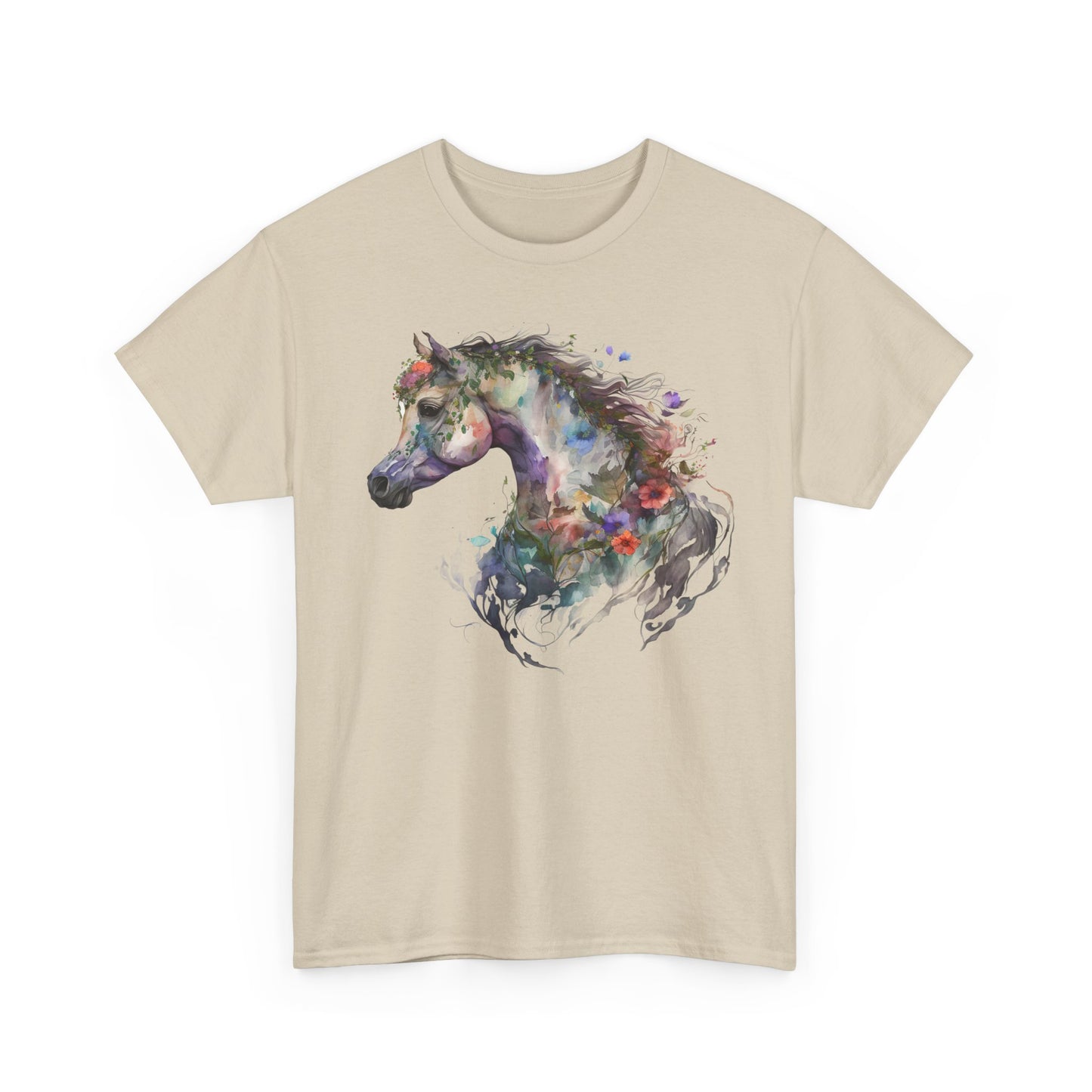 Arabian Horse Floral Unisex Heavy Cotton Tee Horse shirt