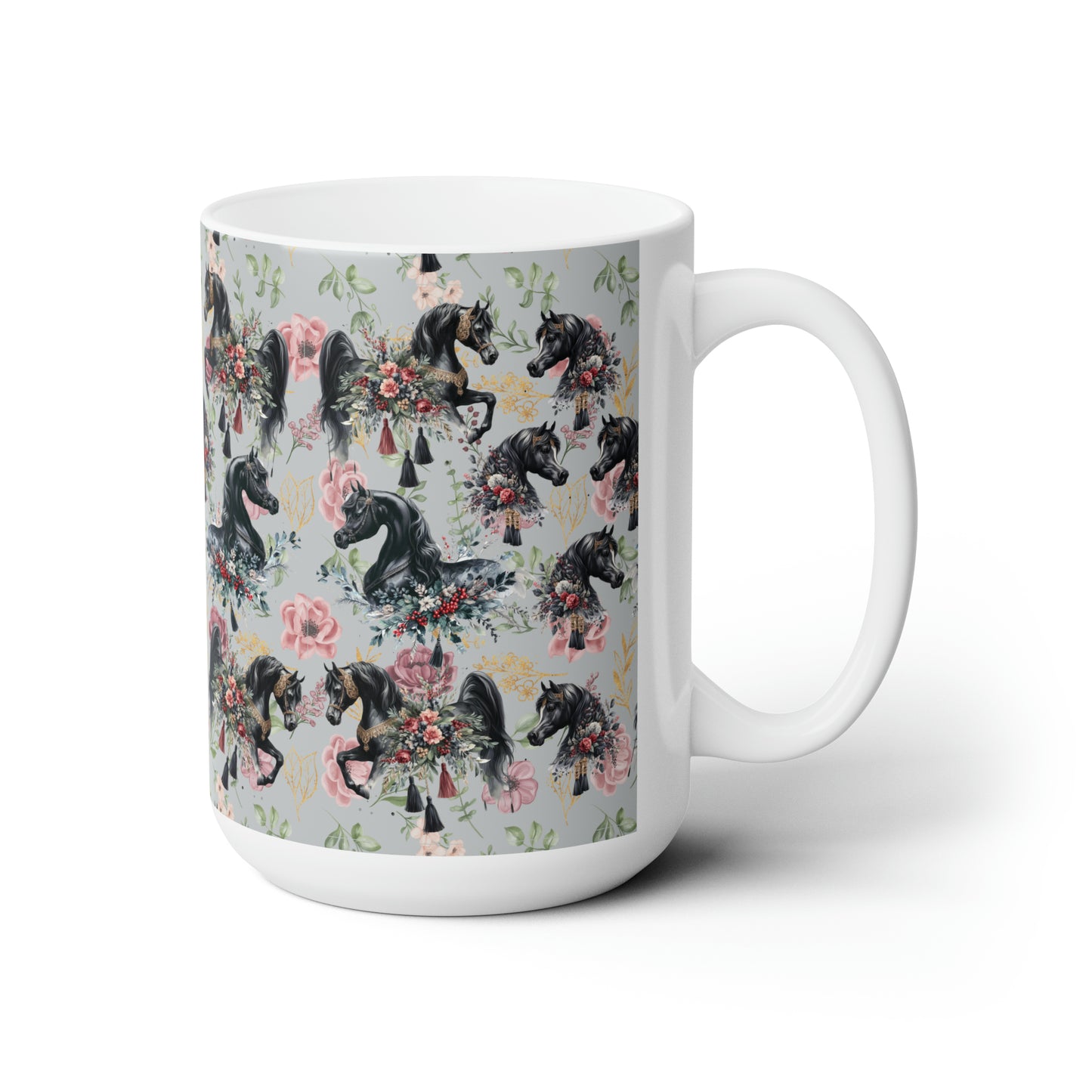 Black Horse Mug 15oz Coffee cup Tea Cup Hot beverage Arabian Horse Gift for Horse lover Horse Art Kitchen Coffee Lover Horse owner cafe