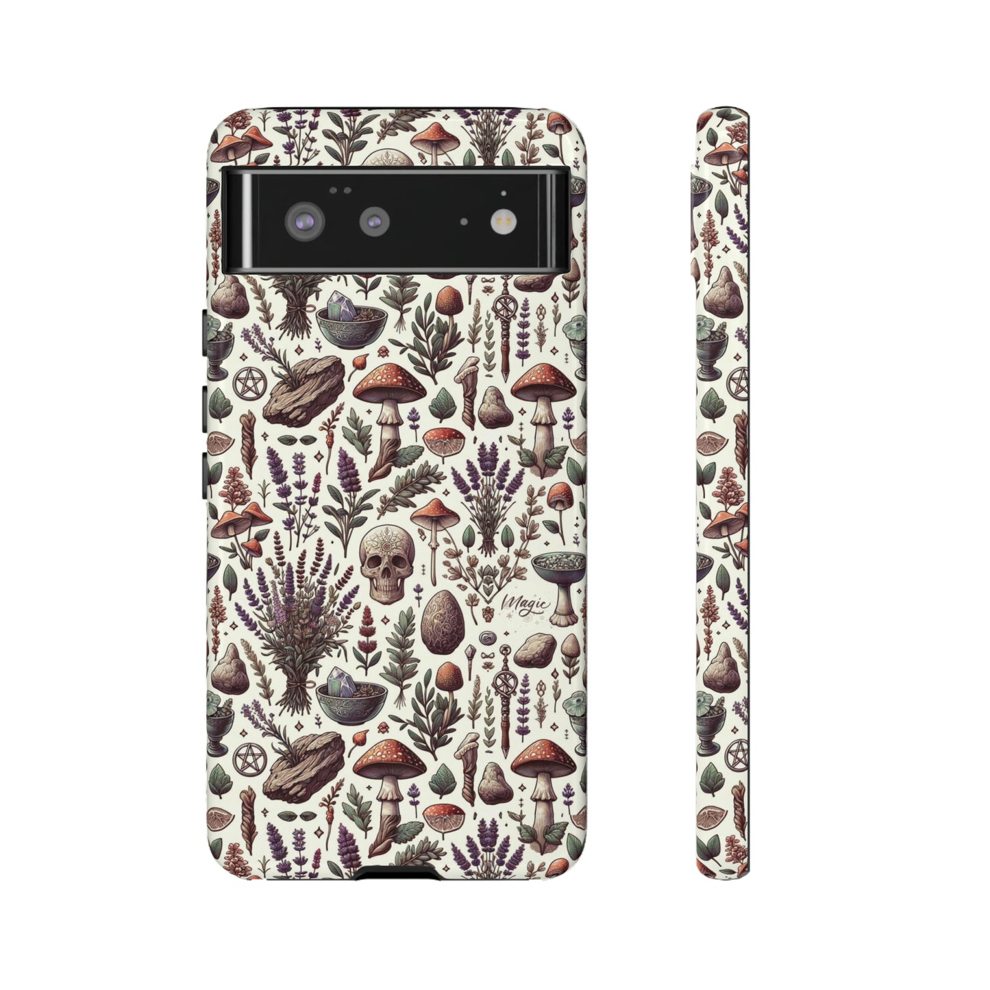 Witchcraft phone case Tough Cases iPhone 15, 14, 13, cell phone case custom phone case metaphysical herbs lavender wild mushrooms goblincore