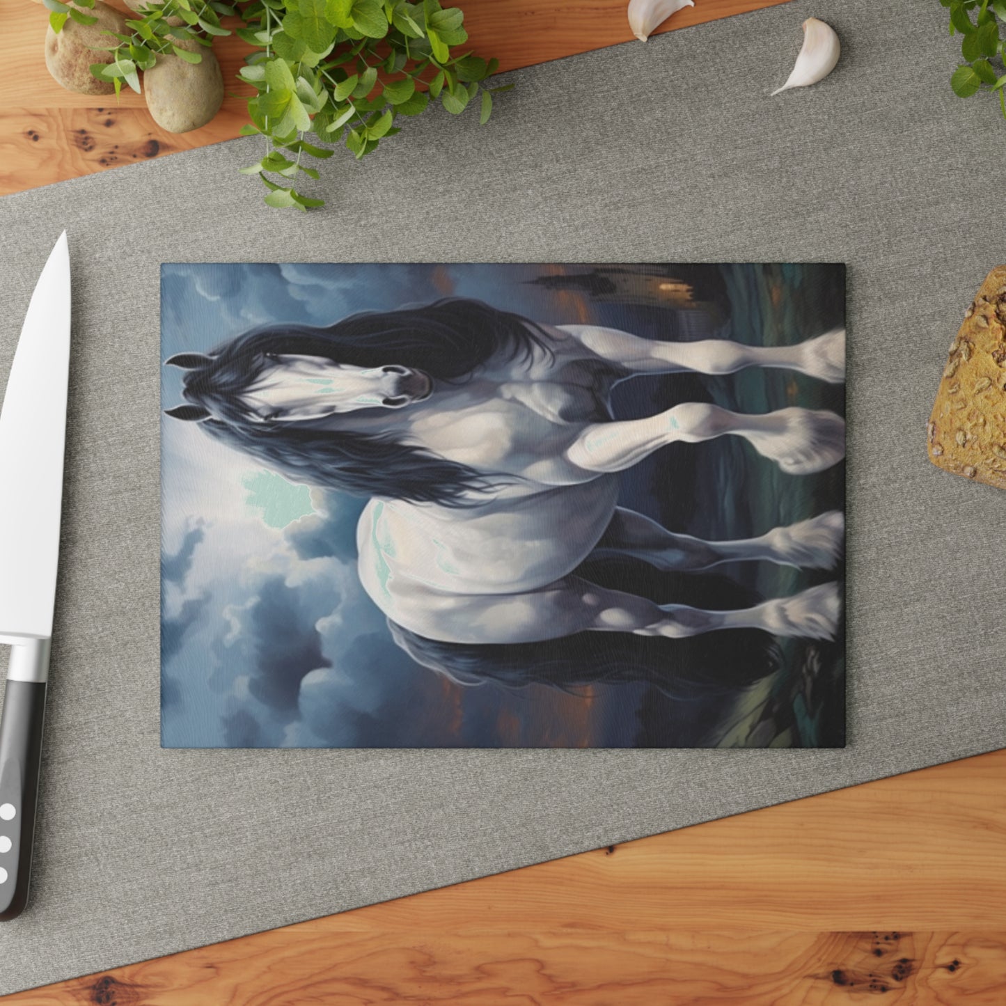 Glass Cutting Board Draft Horse Farm house kitchen charcuterie cheese board equestrian country horse gift  horse castle fairy fairytale