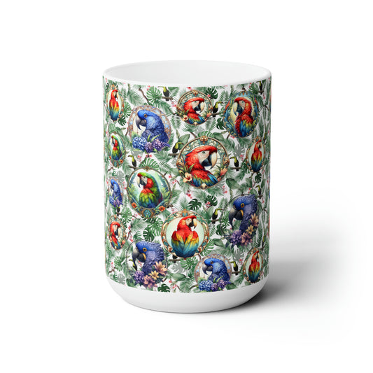 Colorful Macaw Mug Tropical Leaves Birds Parrots Birb Coffee cup Coffee Mug Tea cup Gift for Bird Lover bird Owner Wildlife Nature Birds