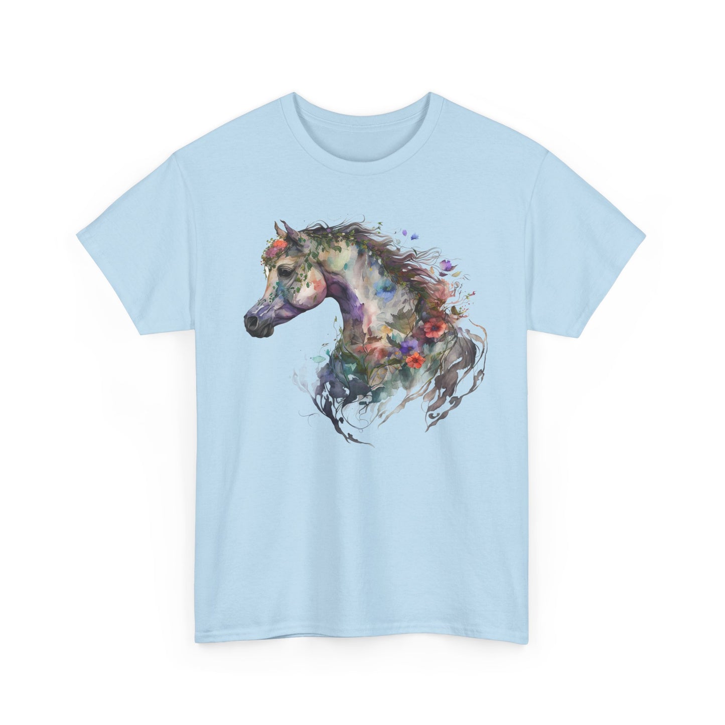 Arabian Horse Floral Unisex Heavy Cotton Tee Horse shirt
