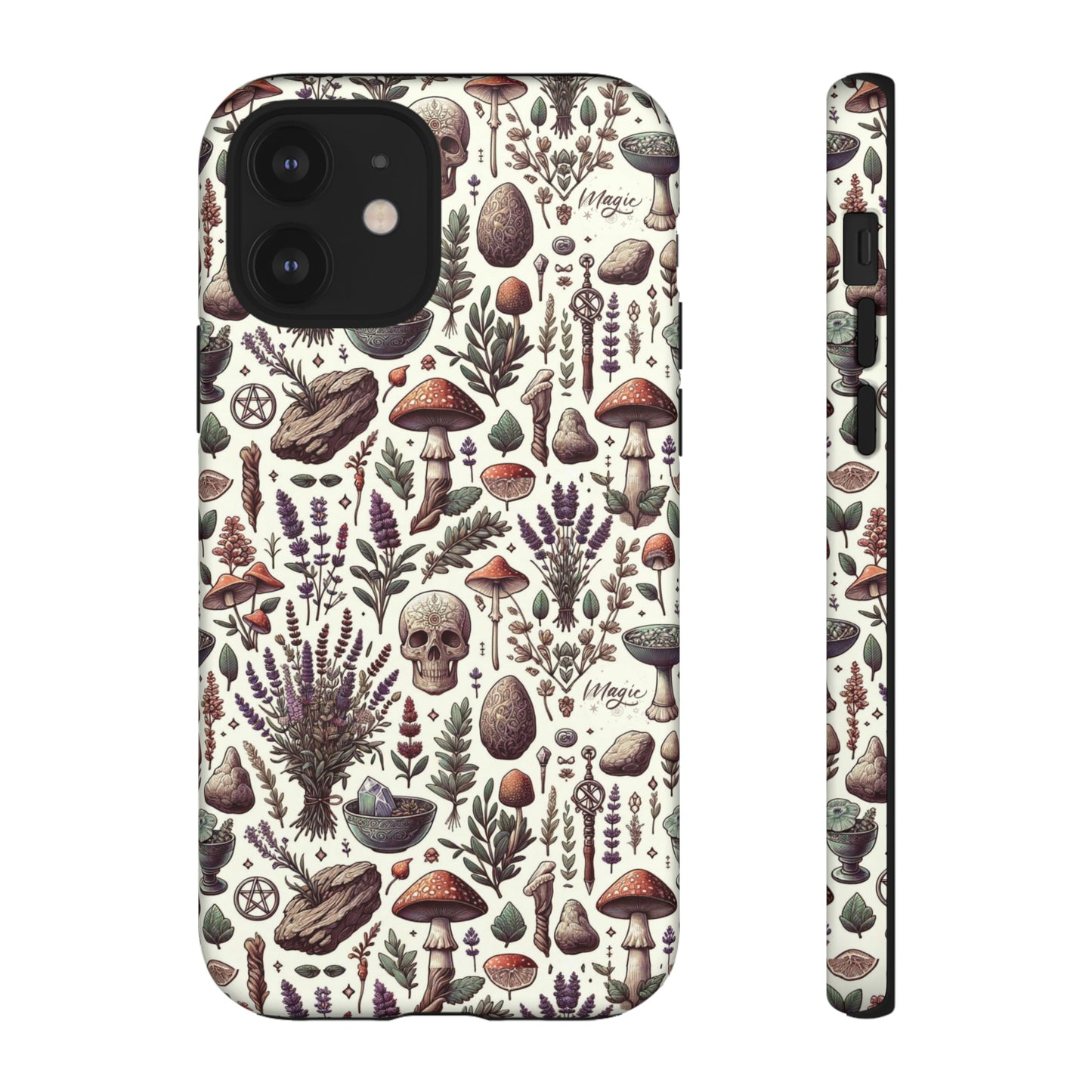 Witchcraft phone case Tough Cases iPhone 15, 14, 13, cell phone case custom phone case metaphysical herbs lavender wild mushrooms goblincore