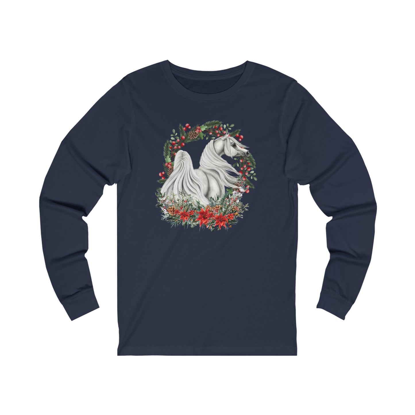 Christmas horse shirt Jersey Long Sleeve Tee T-shirt horse gift Arabian horse owner breeder trainer veterinarian gift
