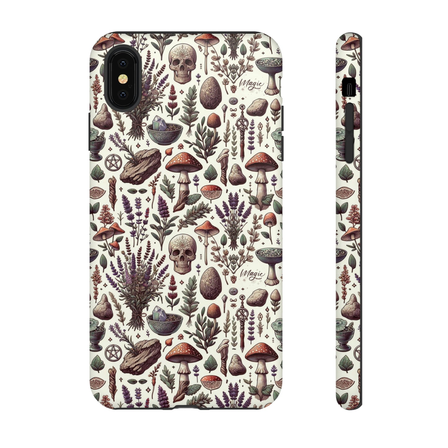 Witchcraft phone case Tough Cases iPhone 15, 14, 13, cell phone case custom phone case metaphysical herbs lavender wild mushrooms goblincore