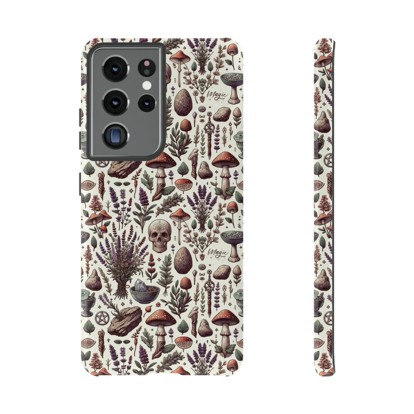 Witchcraft phone case Tough Cases iPhone 15, 14, 13, cell phone case custom phone case metaphysical herbs lavender wild mushrooms goblincore