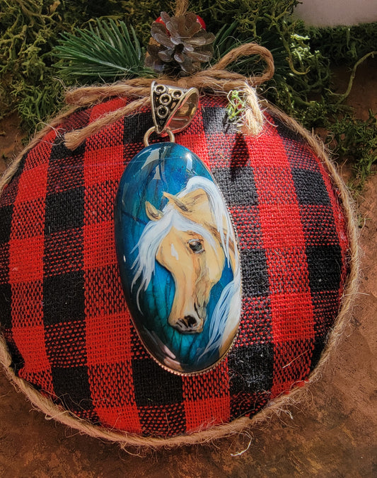 Custom painted Agate pendant ornament