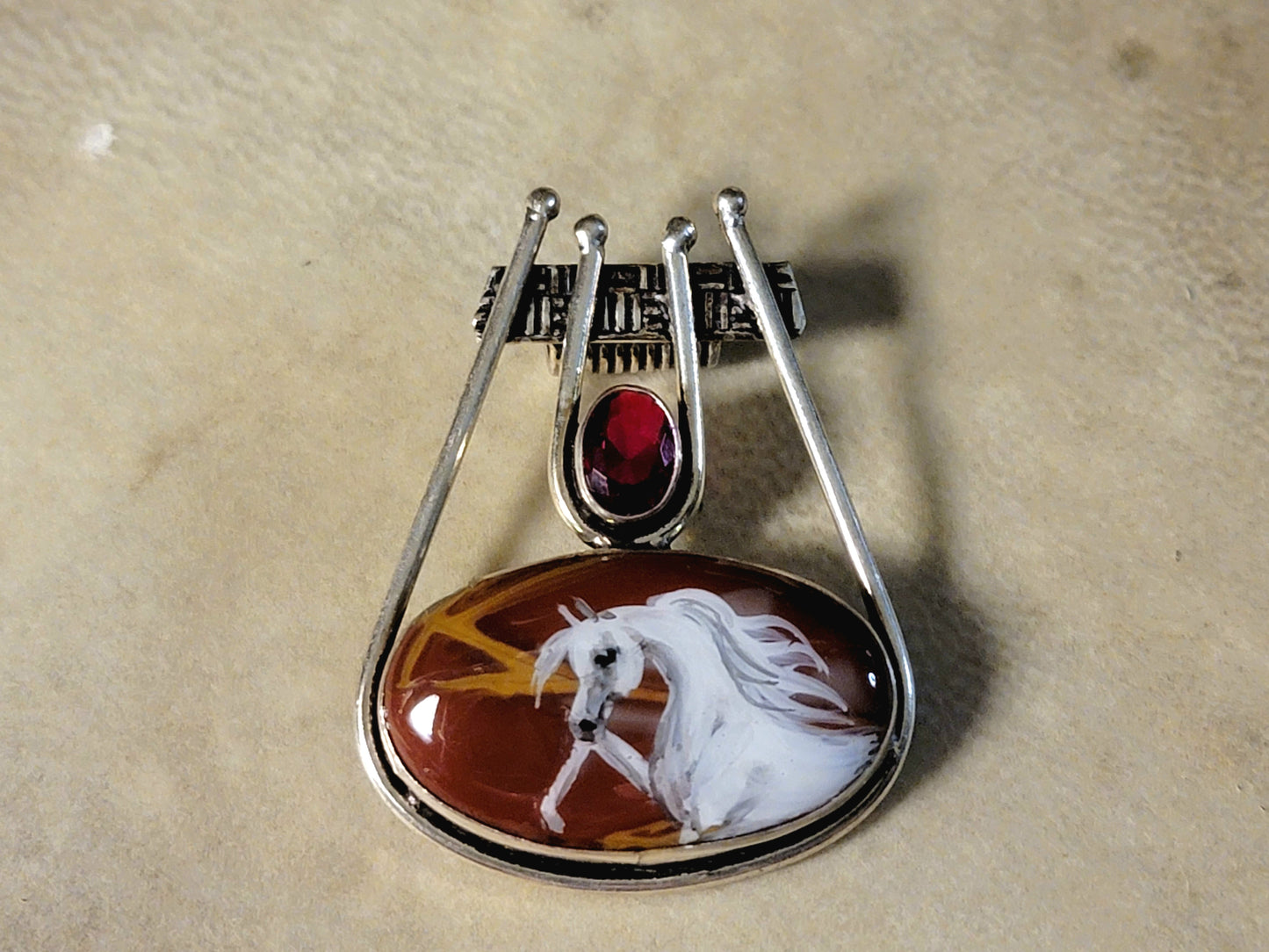 Arabian Horse Jasper Garnet Pendant