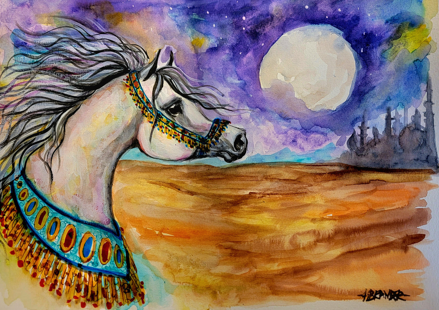 Original Arabian Horse Watercolor painting
