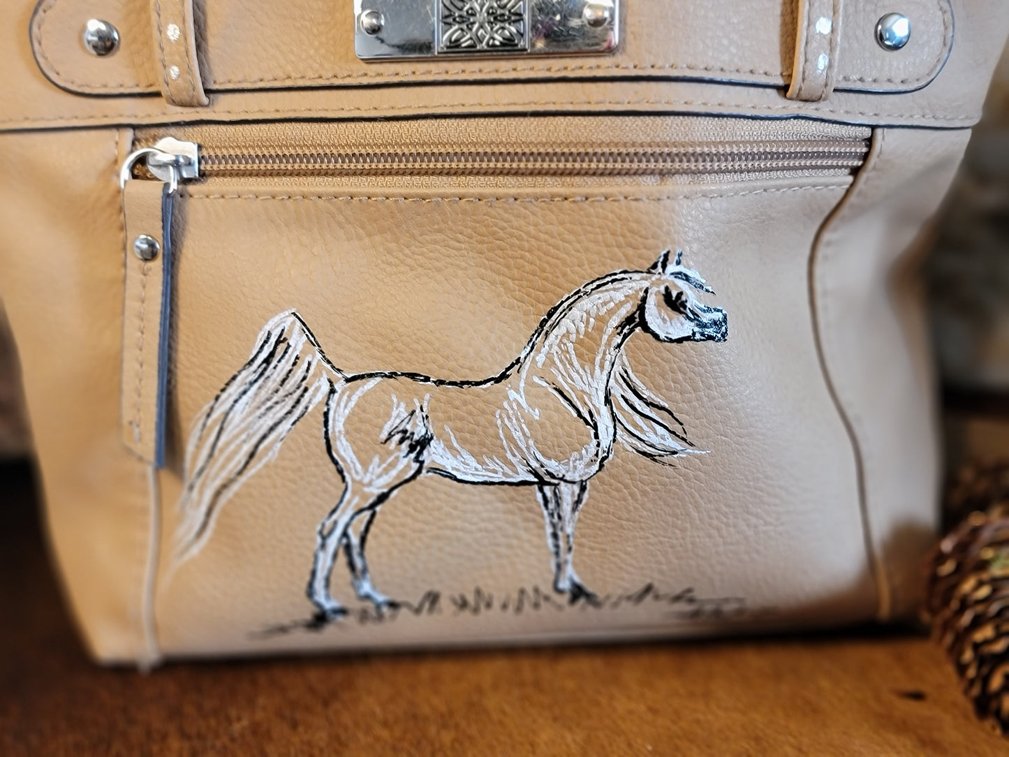 Hand painted Arabian horse  handbag