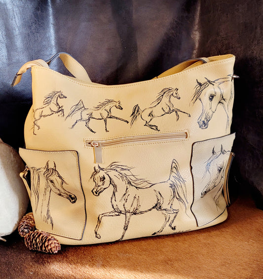 Hand painted Arabian horse tote bag