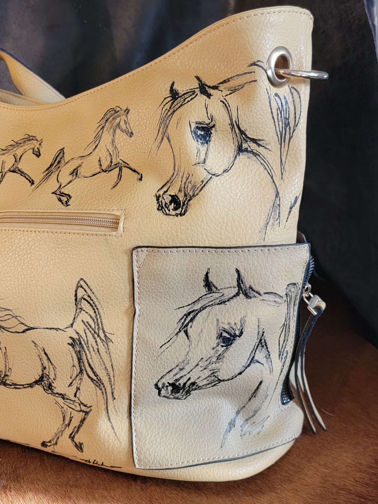 Hand painted Arabian horse tote bag