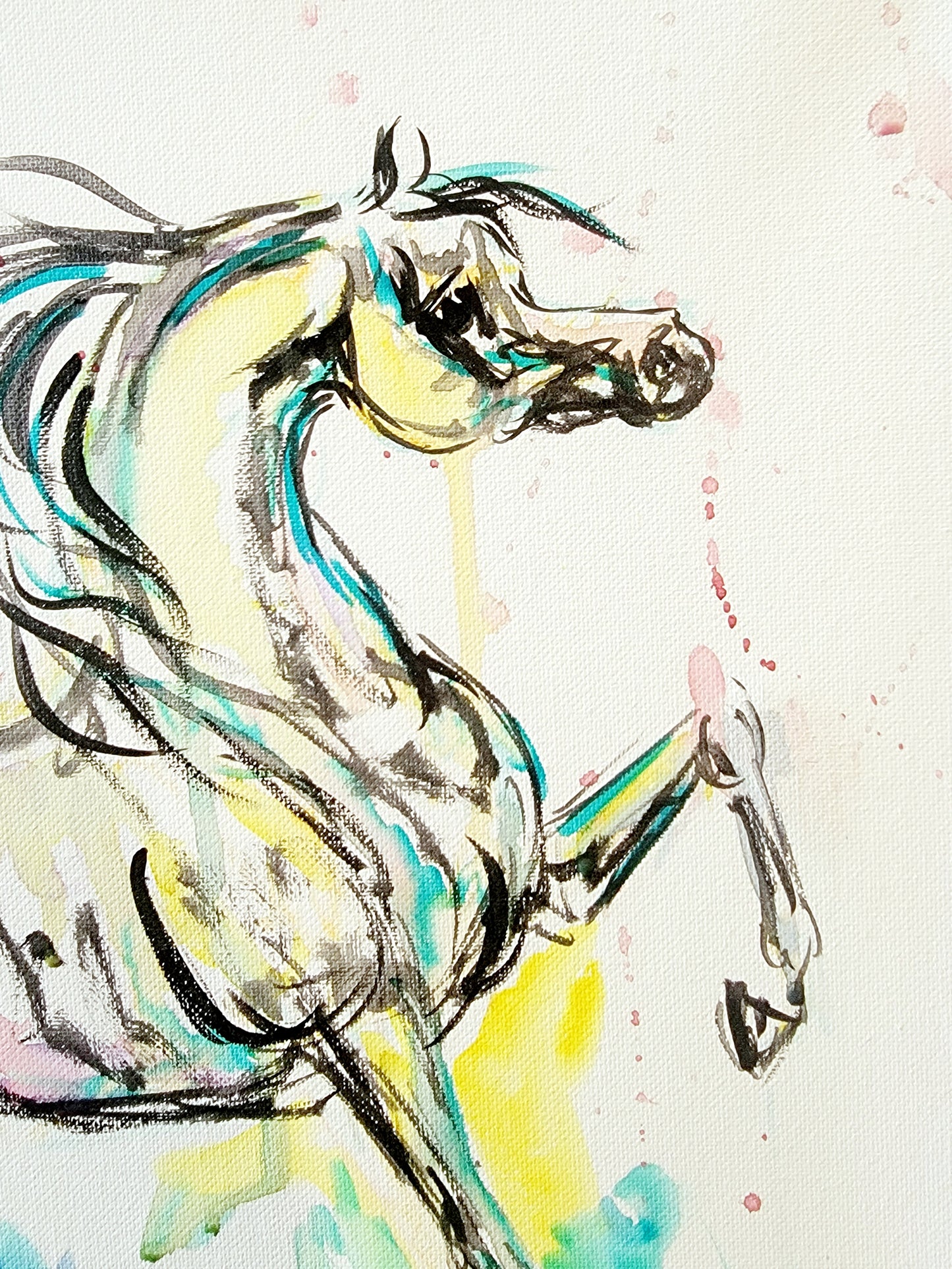 Trotting Arabian horse painting