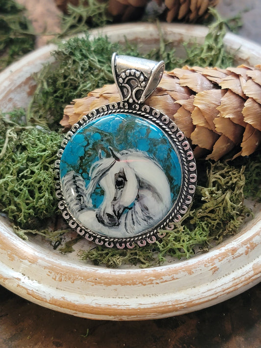 Classic Turquoise Arabian Horse pendant