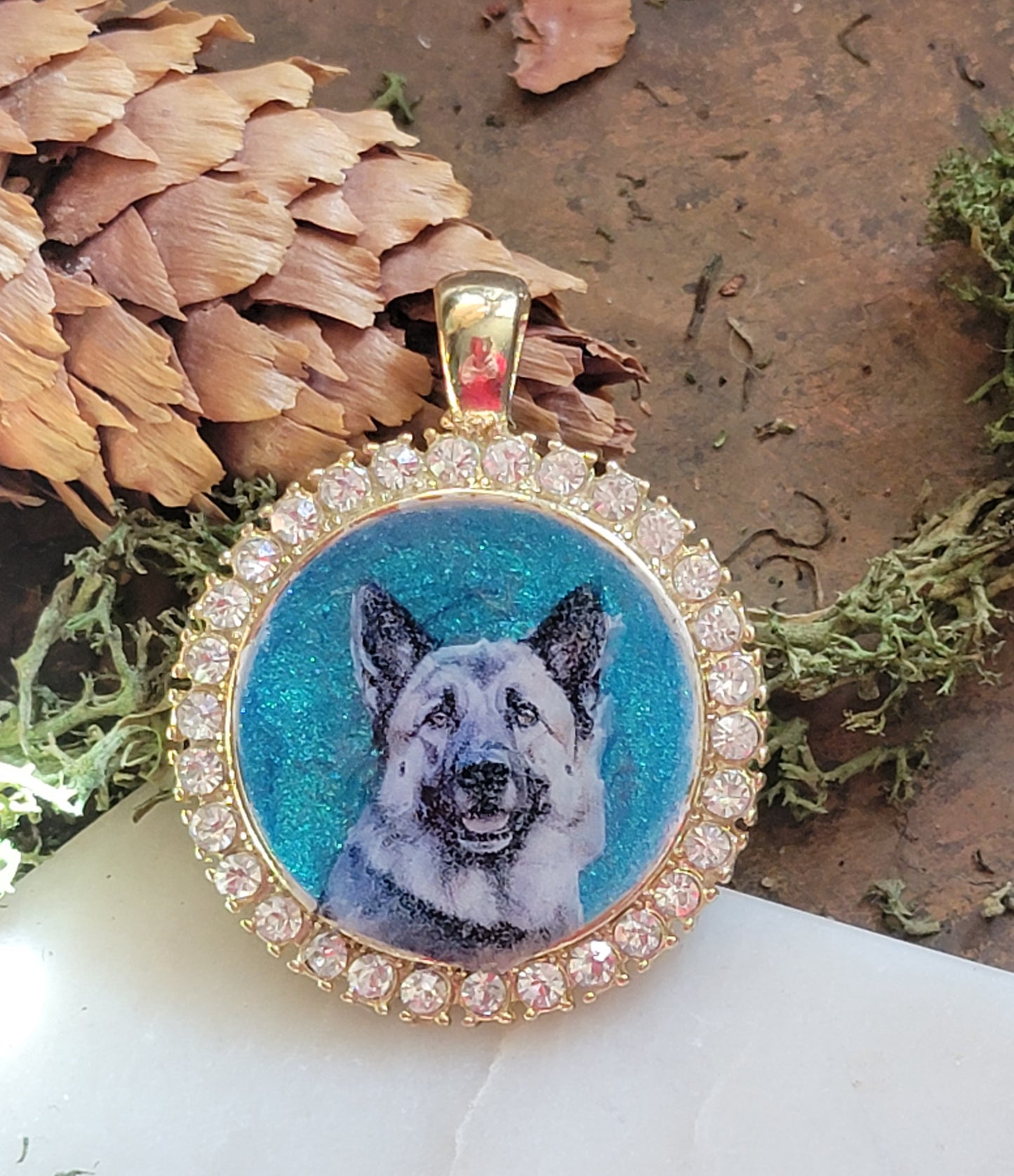 German Shepherd dog sparkle pendant