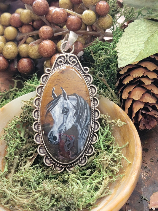 Arabian horse original art pendant