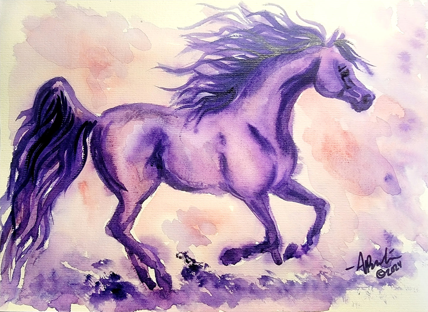 Running Arabian Horse painting wall art equine art