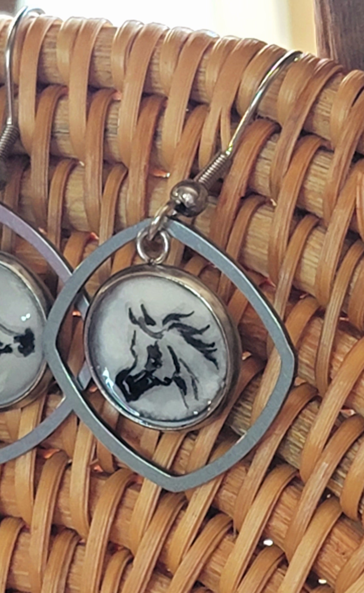 Hand painted Arabian horse stainless steel earrings